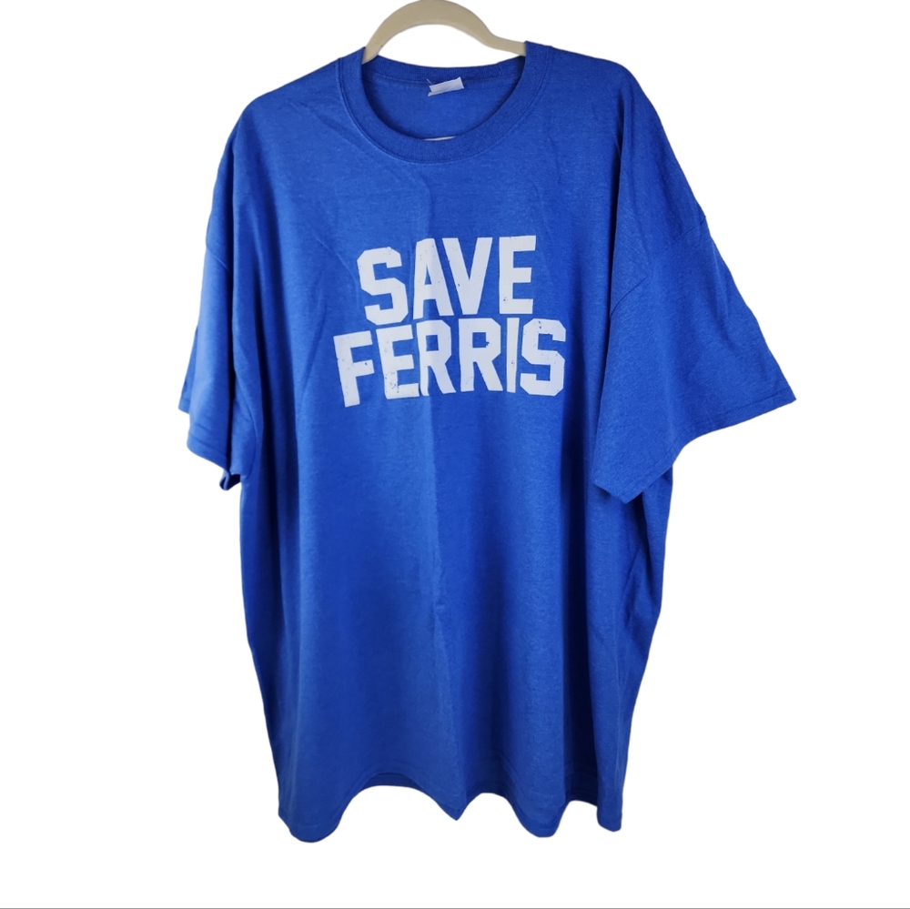 NWOT SAVE FERRIS Blue Tshirt Men's 3XL Port & Company Core Cotton Blue Crew Neck
